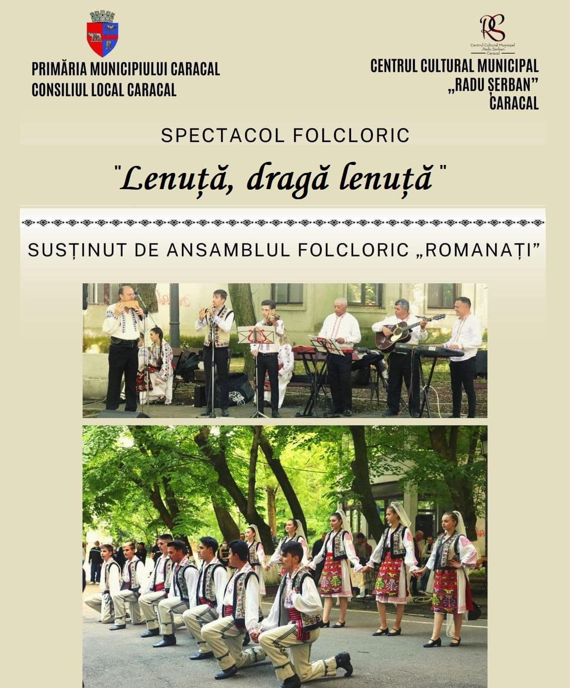 Ansamblul Folcloric Romanați recidivează în Parcul “C-tin Poroineanu”. “Lenuță dragă Lenuță”, spectacol de muzică populară