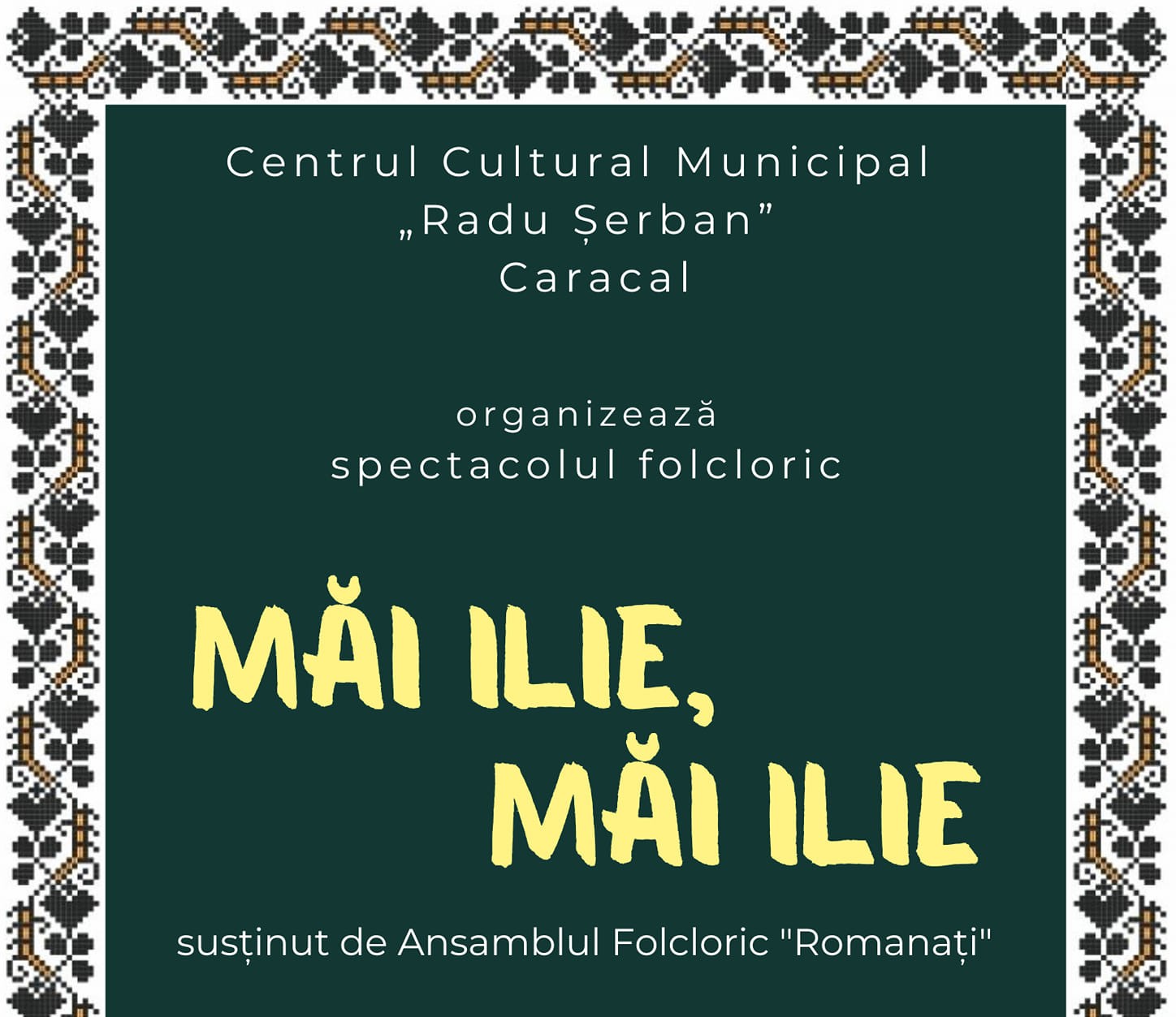 Ansamblul Folcloric Romanți, spectacol de muzică populară, de Sf. Ilie,  în Parcul “Constantin Poroineanu”
